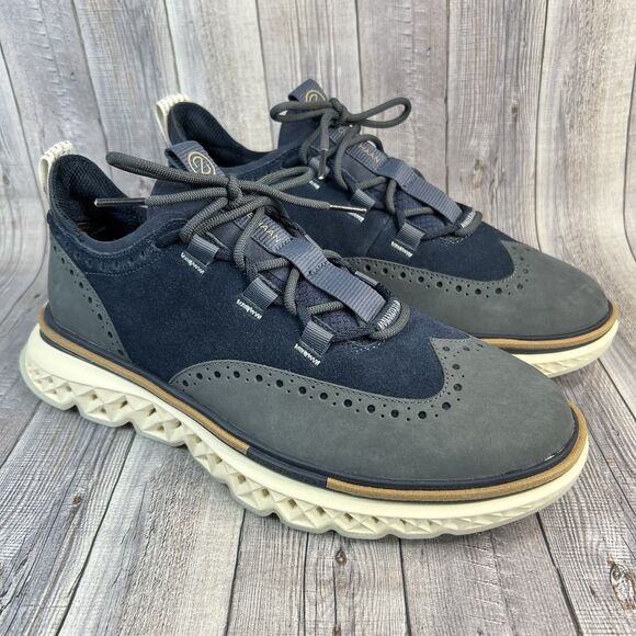 Cole Haan 5.ZEROGRAND Wingtip Oxford Shoes Men's 9W Light Navy C36507 NWOB - Picture 1 of 11